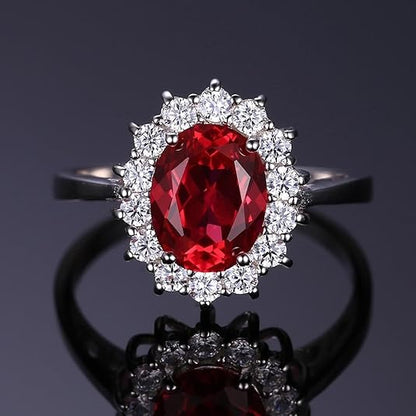 Bague halo rubis classique