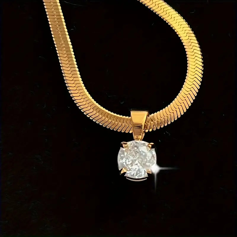 Collier pendentif élégant en strass Doré