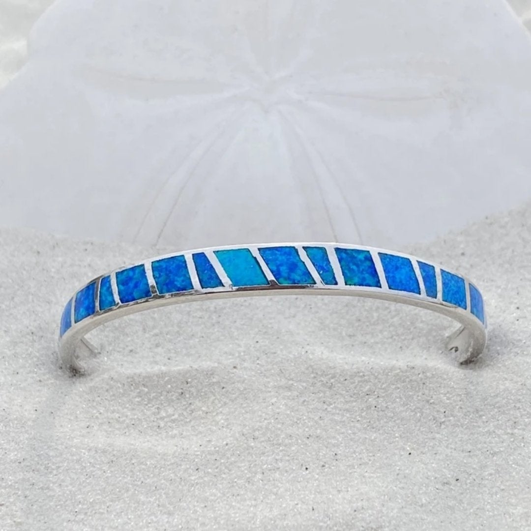 Bracelet d'Opale Bleue et Argent