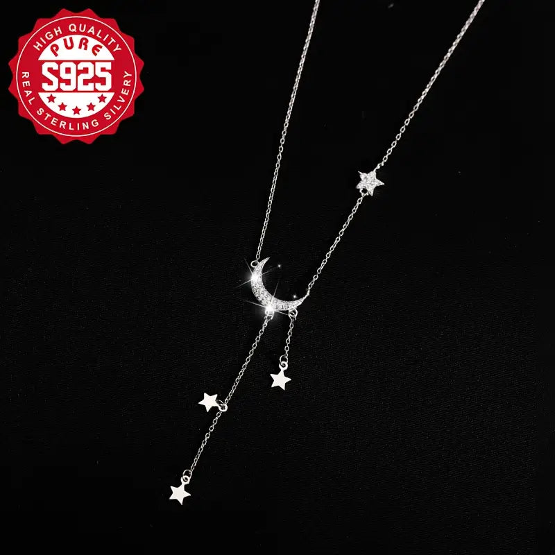 Collier de Lune avec Pompons en Argent 925