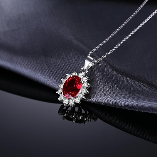 Collier halo rubis classique
