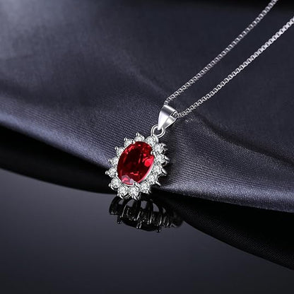 Collier halo rubis classique