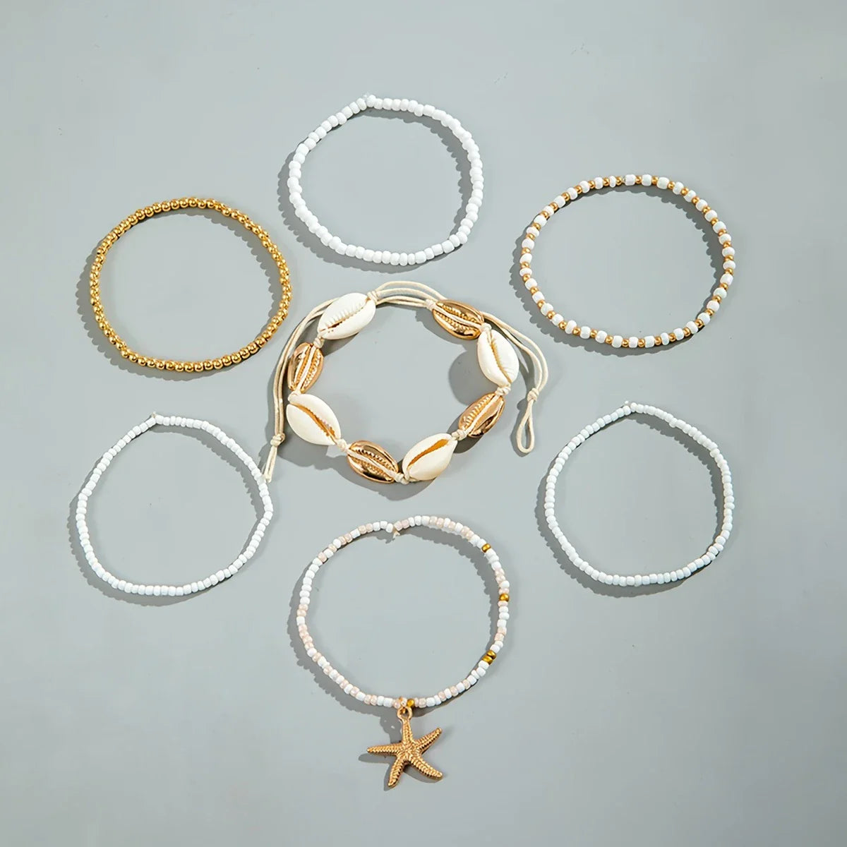 Ensemble de 7 Bracelets de Cheville Élégants pour l'Été