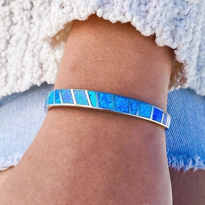 Bracelet d'Opale Bleue et Argent