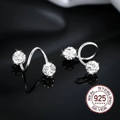 Boucles d'Oreilles Spirales à Double Tête Super Brillantes avec Zircon