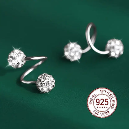Boucles d'Oreilles Spirales à Double Tête Super Brillantes avec Zircon