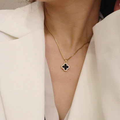 Collier de Trèfle à Quatre Feuilles Incrusté Plaqué Or