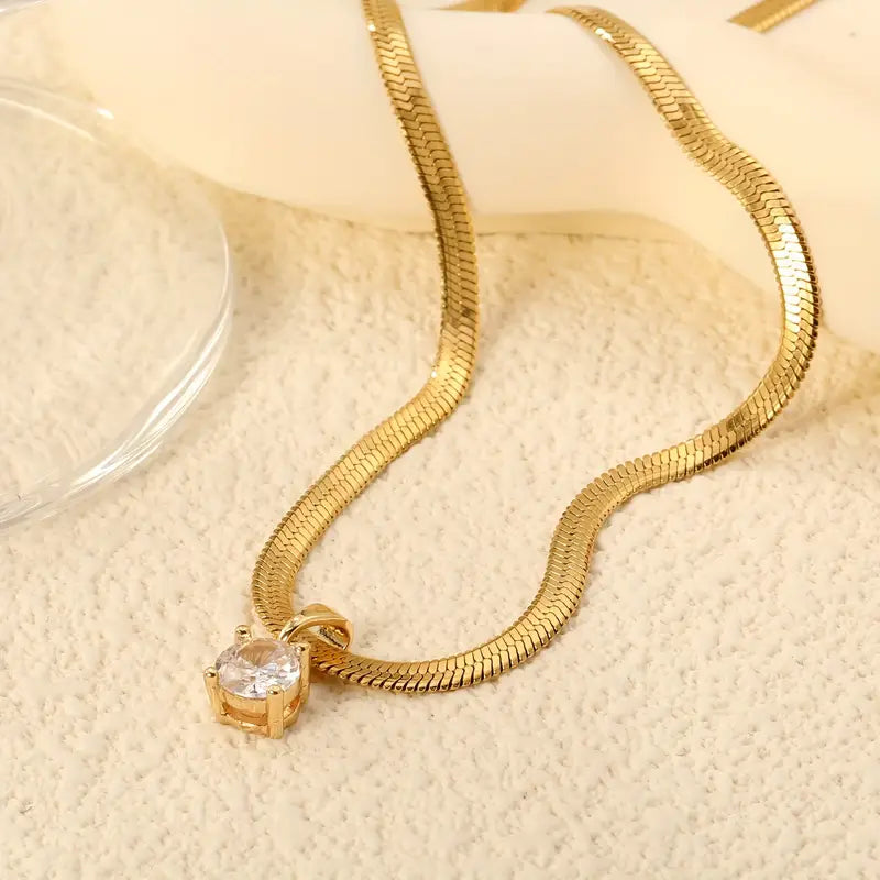 Collier pendentif élégant en strass Doré