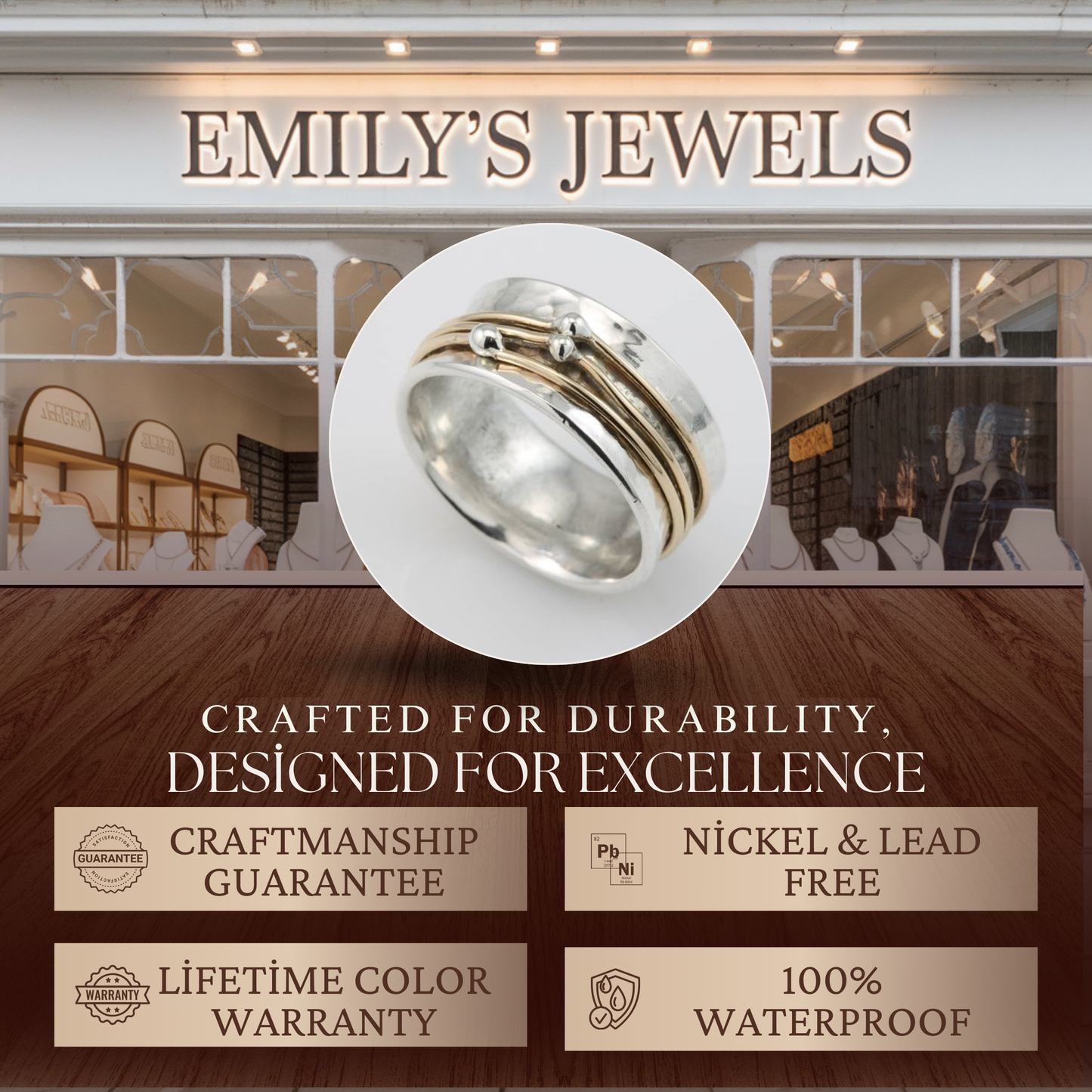 Elena - Bague Vintage en Argent avec Dorure à l'Or