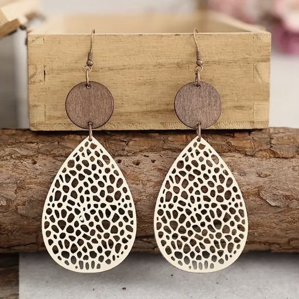 Boucles d'Oreilles Pendantes en Cuir Vintage