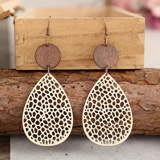 Boucles d'Oreilles Pendantes en Cuir Vintage