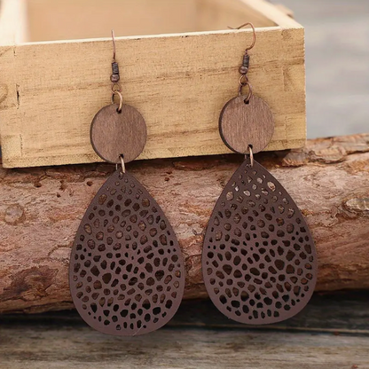 Boucles d'Oreilles Pendantes en Cuir Vintage