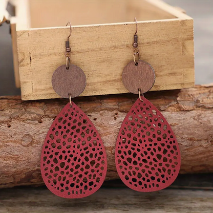 Boucles d'Oreilles Pendantes en Cuir Vintage