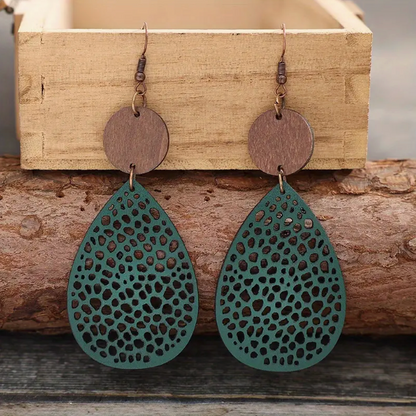 Boucles d'Oreilles Pendantes en Cuir Vintage