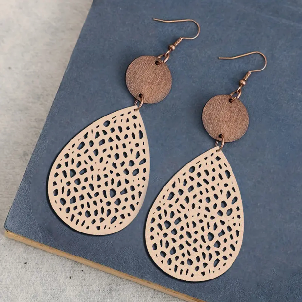 Boucles d'Oreilles Pendantes en Cuir Vintage