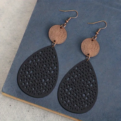 Boucles d'Oreilles Pendantes en Cuir Vintage