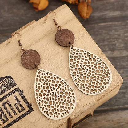 Boucles d'Oreilles Pendantes en Cuir Vintage