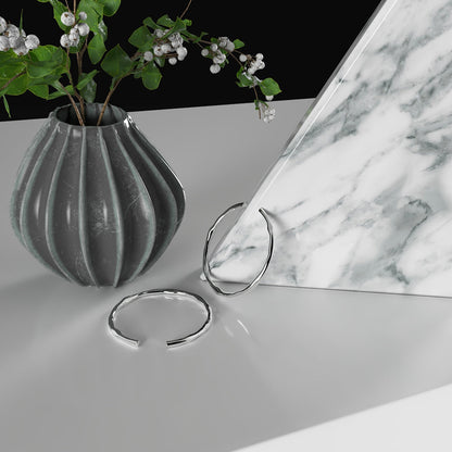 Bracelet Épais d'Argent 925 Ajustable de Forme Irrégulière