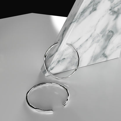 Bracelet Épais d'Argent 925 Ajustable de Forme Irrégulière