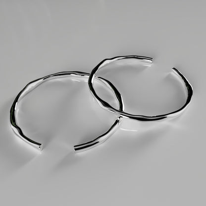 Bracelet Épais d'Argent 925 Ajustable de Forme Irrégulière