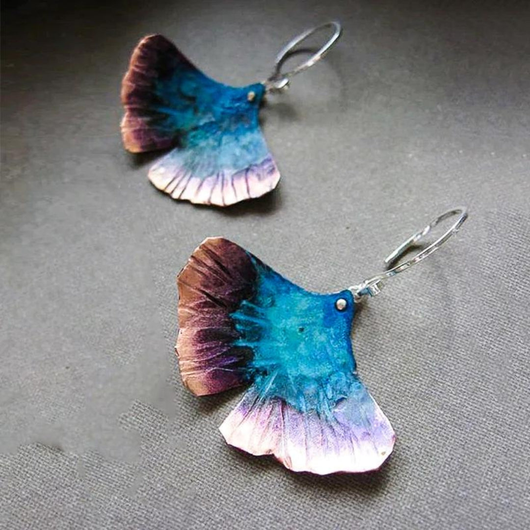 Boucles d'oreilles papillon bleu bohémien en argent sterling plaqué