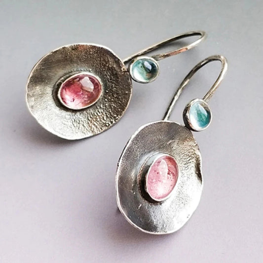Boucles d'Oreilles Bicolores Vintage en Argent