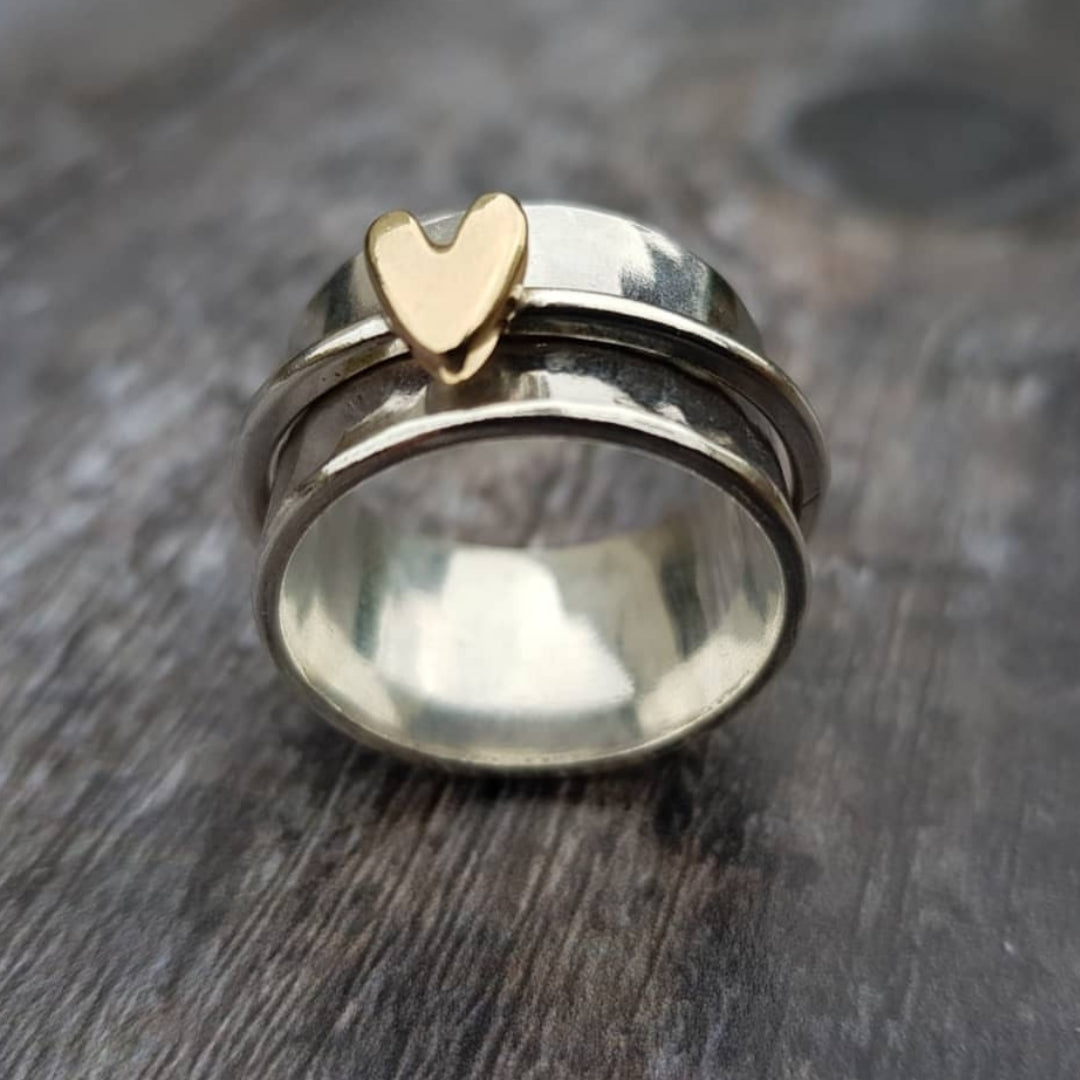 Alma - Bague Cœur en Argent avec Dorure à l'Or