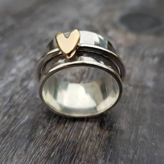 Alma - Bague Cœur en Argent avec Dorure à l'Or