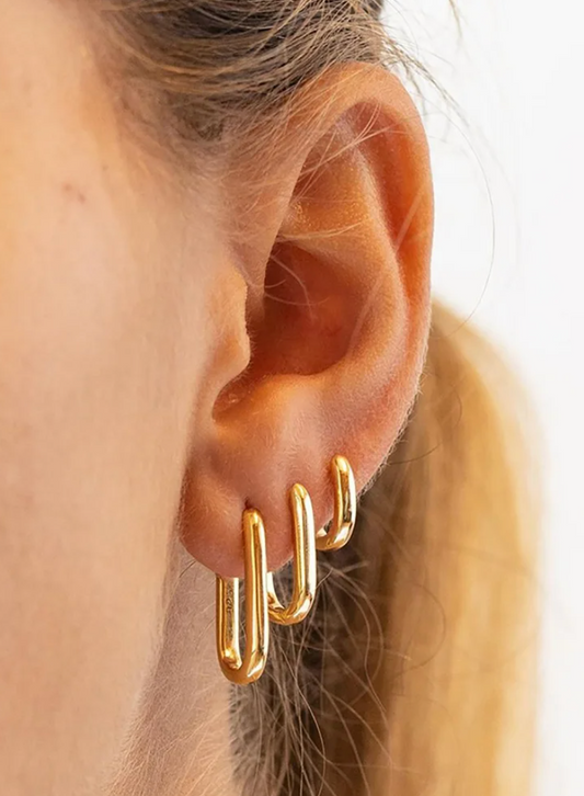 Lot de Trois Bagues Rectangulaires Plaquées Or de 18 Carats