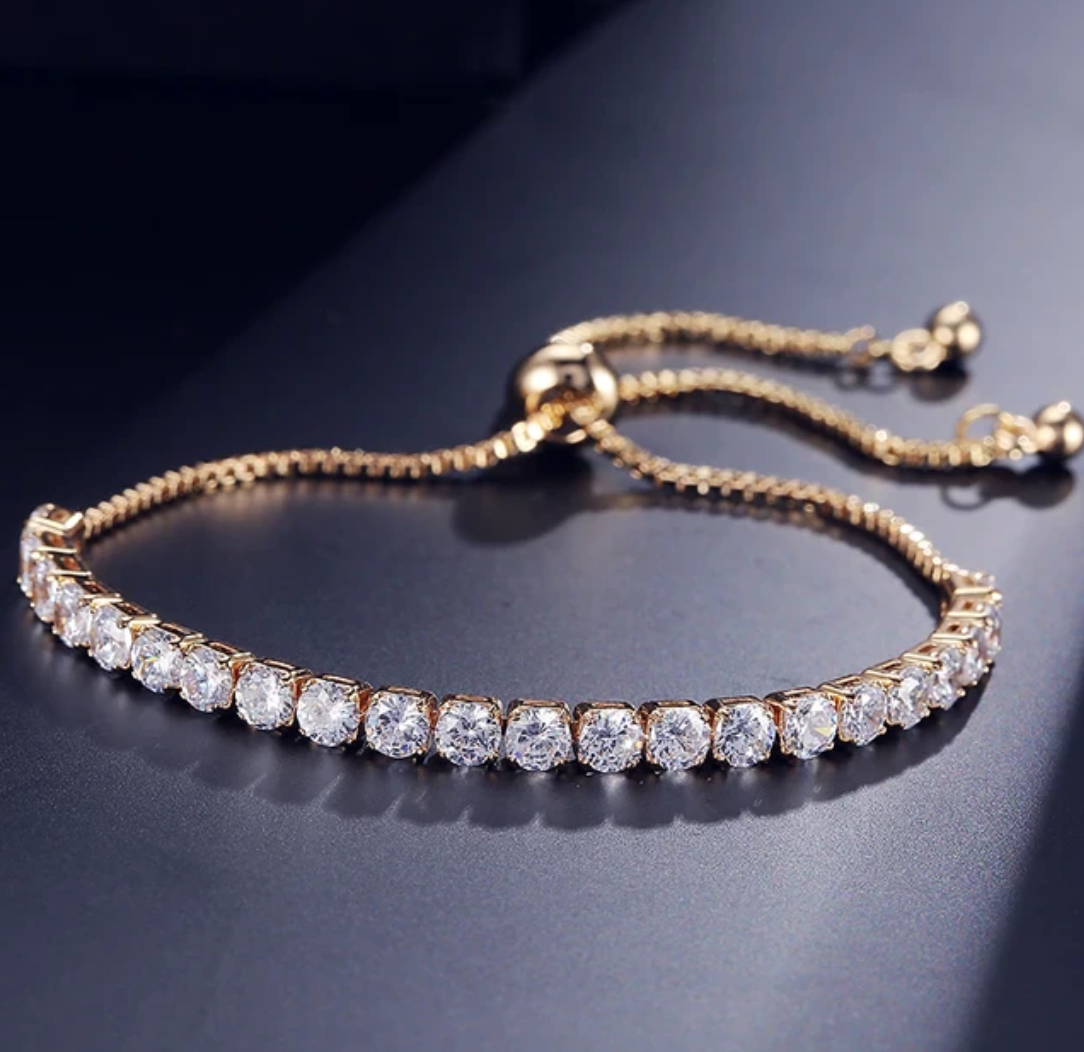 Bracelet Doré de 18 Carats Plein de Strass