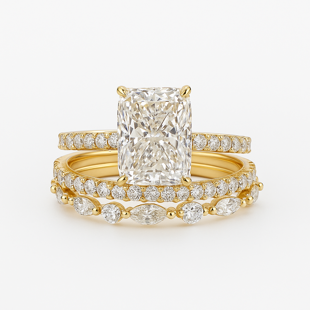 Set de bague de mariage Jaily 3 pièces Doré