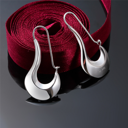 Boucles d'Oreilles de Style Moderniste d'Argent 925 Poli