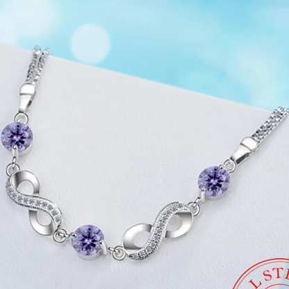 Bracelet Fin d'Argent 925 avec Pierres de Zircon de Couleurs