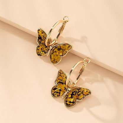 Boucles d'oreilles papillon en cristal et émail peint à la main