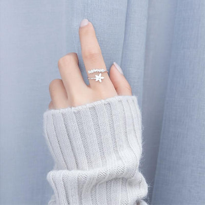 Bague fleur sauvage en émail peint à la main réglable en argent sterling plaqué