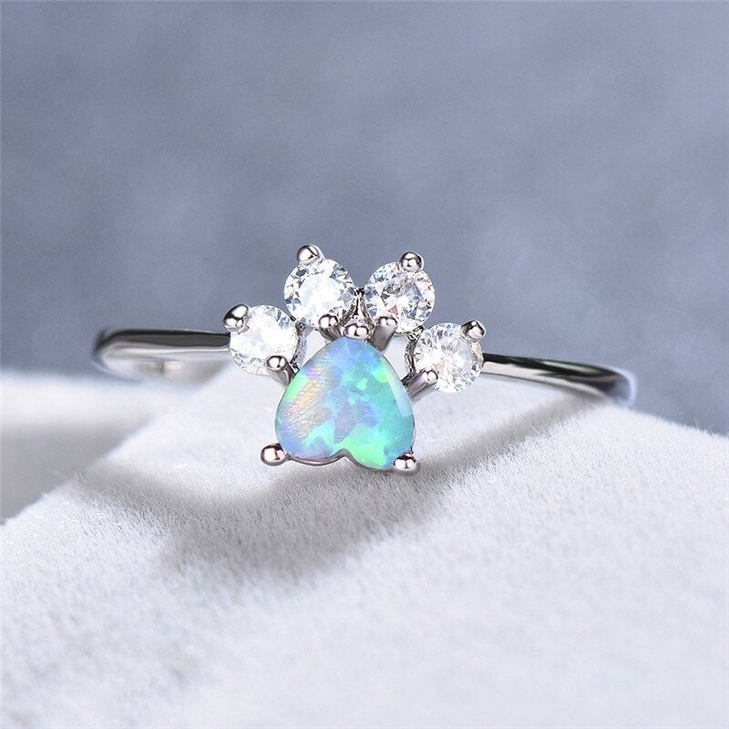 Bague en opale et zircone cubique