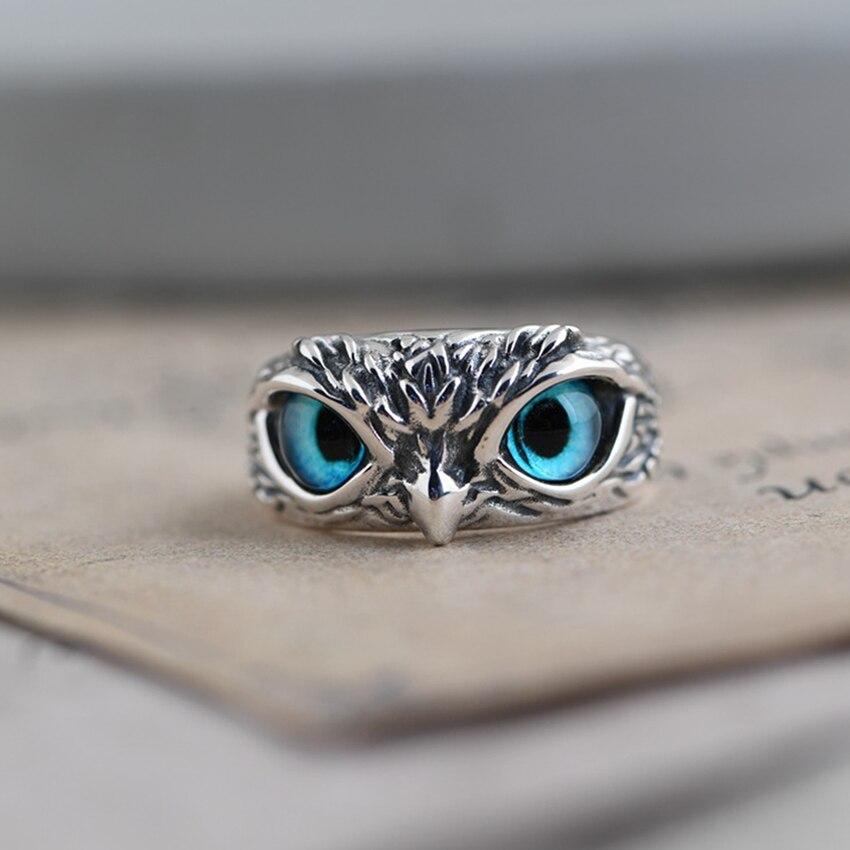 Bague Ajustable Hibou de la Bonne Chance en Argent et Opale