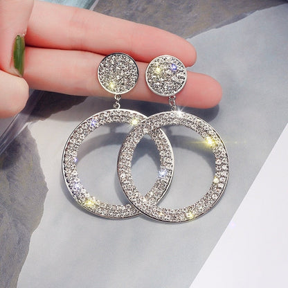 Boucles d'Oreilles de Zircon en Or et Argent