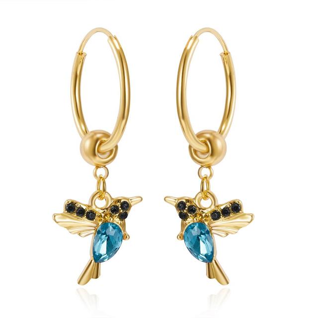 Boucles d'oreilles colibri volant édition limitée avec zircone cubique double