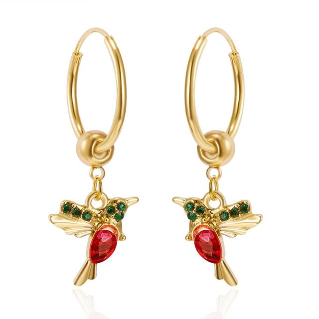 Boucles d'oreilles colibri volant édition limitée avec zircone cubique double