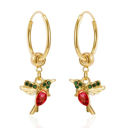 Boucles d'oreilles colibri volant édition limitée avec zircone cubique double