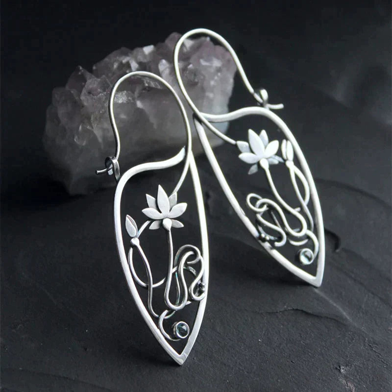 Boucles d'Oreilles Fleur de Lotus en Argent Sterling