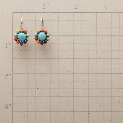 Boucles d'Oreilles Rondes Turquoise Multicolore