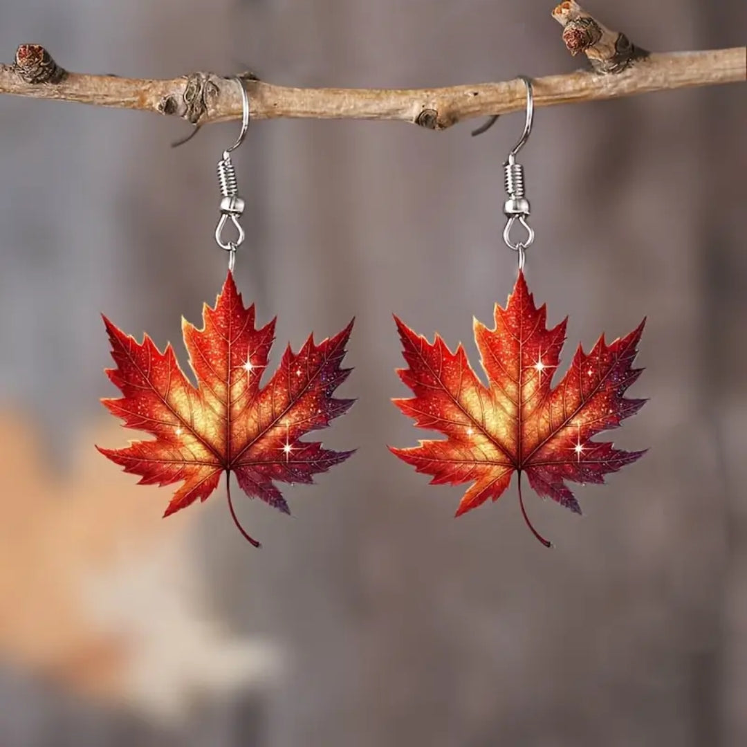 Boucles d'oreilles feuille d'automne