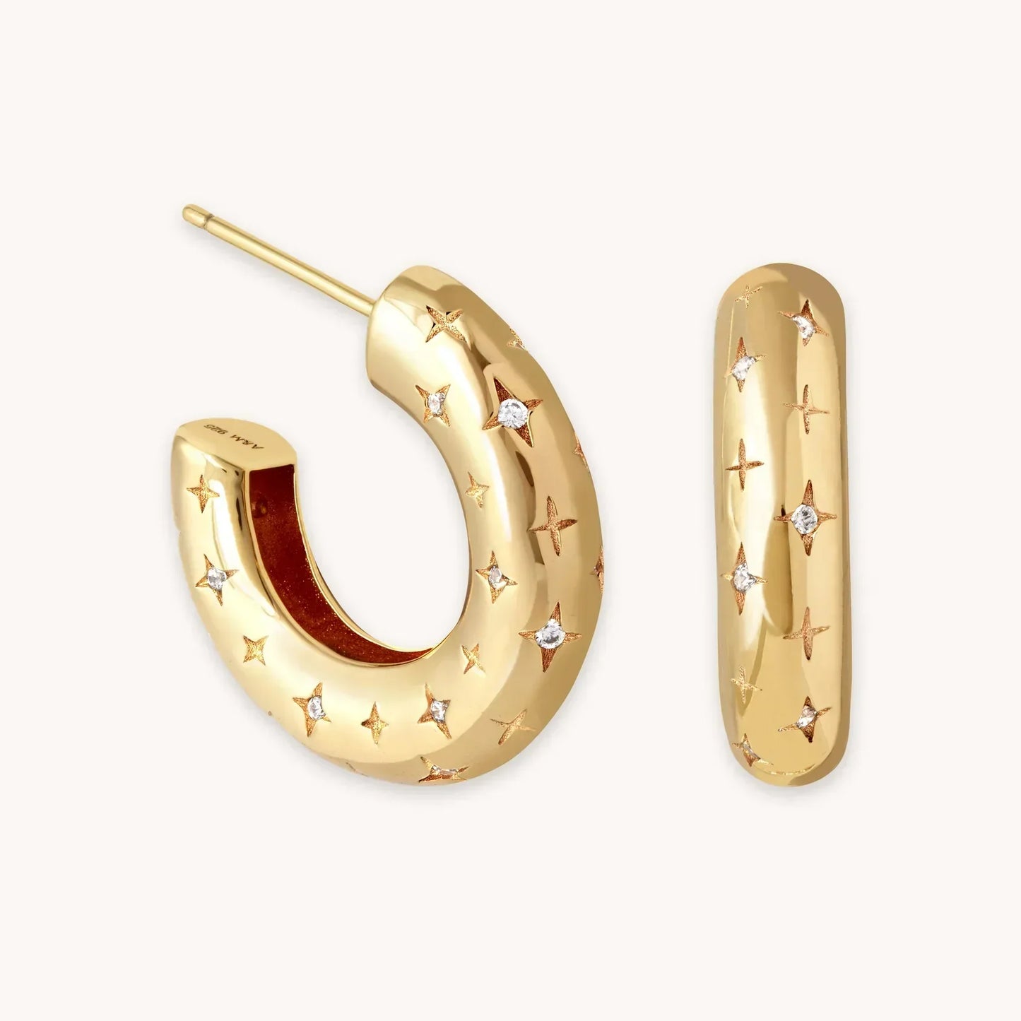 Boucles d'oreilles créoles cosmiques Dorées