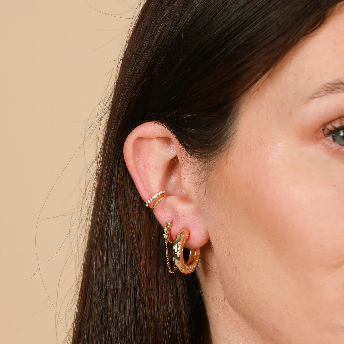 Boucles d'oreilles créoles cosmiques Dorées