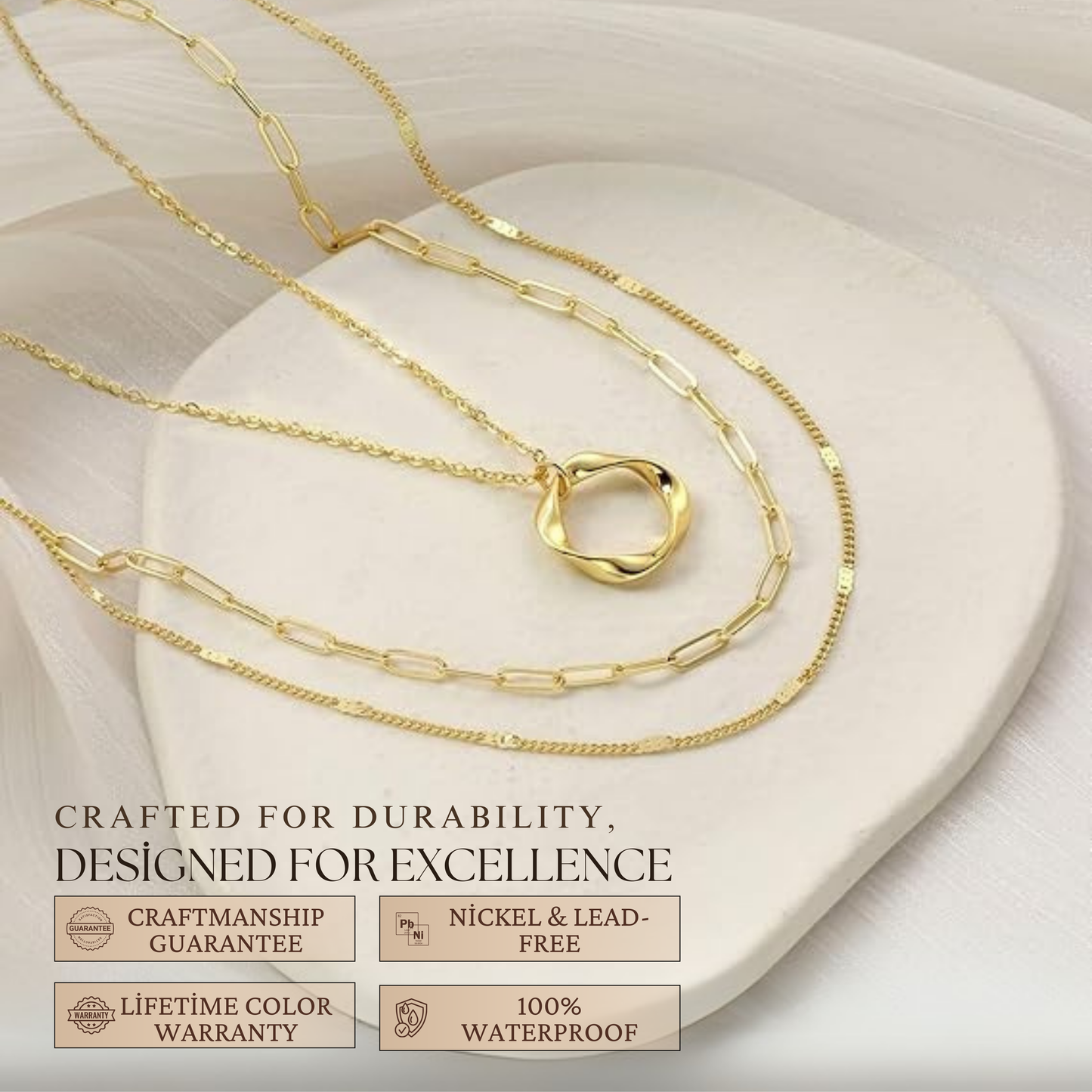 Carmen - Collier Vintage avec Chaîne et Pendentif avec Dorure à l'Or