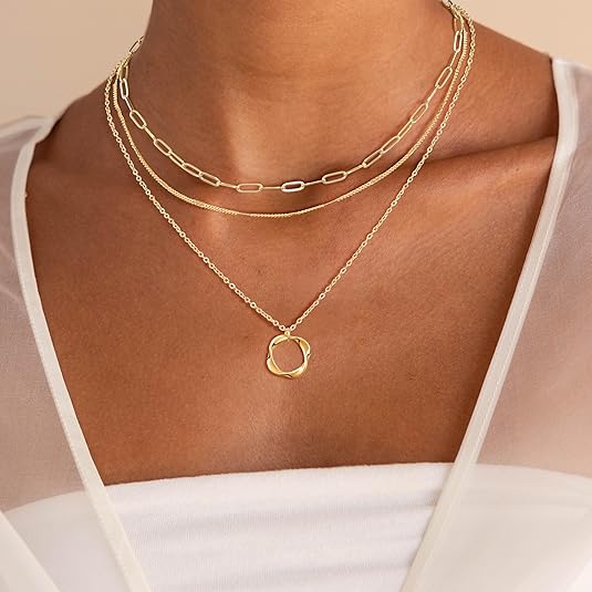 Carmen - Collier Vintage avec Chaîne et Pendentif avec Dorure à l'Or