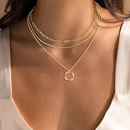 Carmen - Collier Vintage avec Chaîne et Pendentif avec Dorure à l'Or