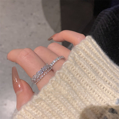 Bagues Jumelles Cascade avec Zircon